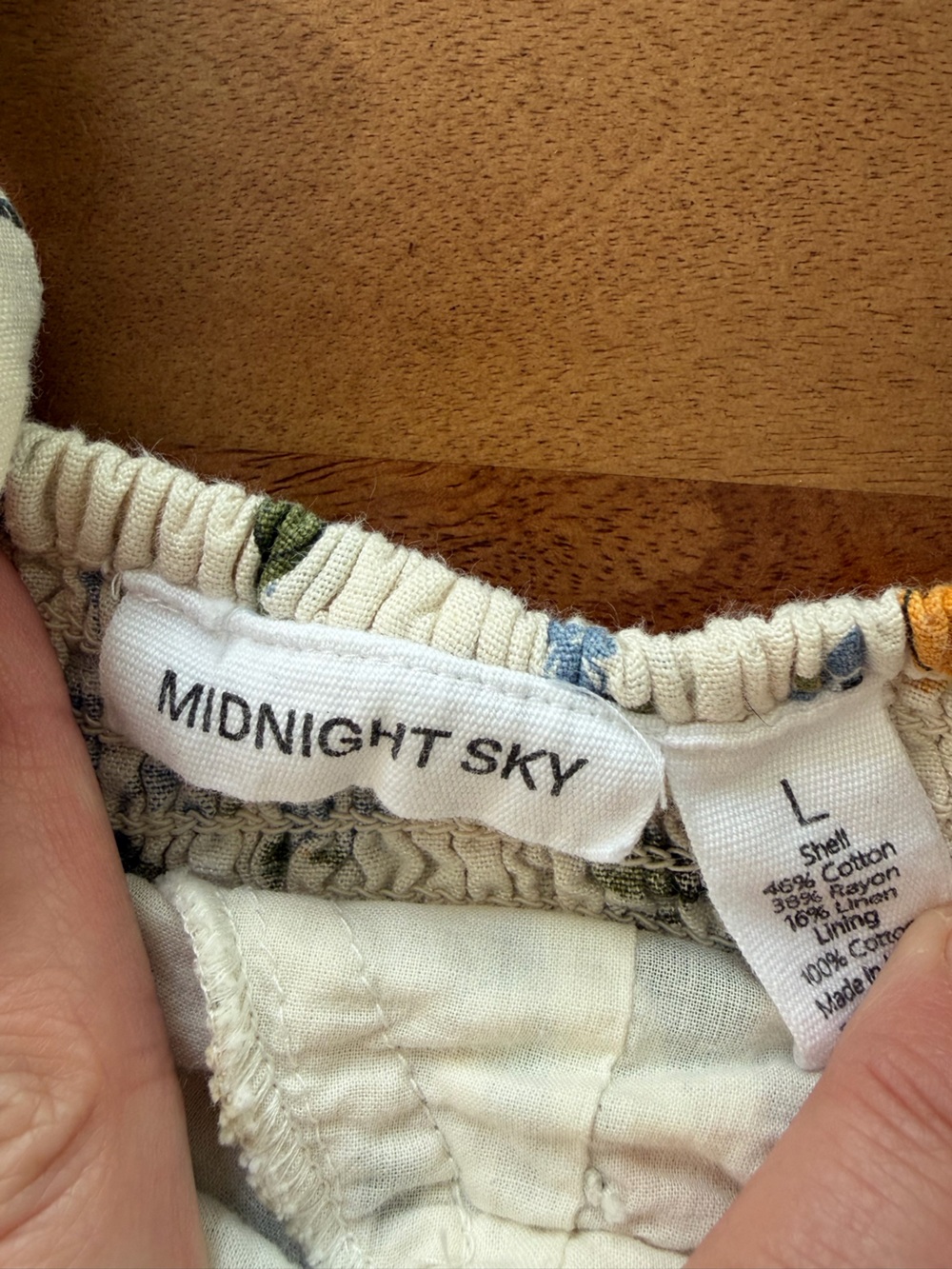 Midnight Sky Lemon-Print Linen Blend Cropped Tank w/ Smocked Back - Large *EUC* - Picture 2 of 10